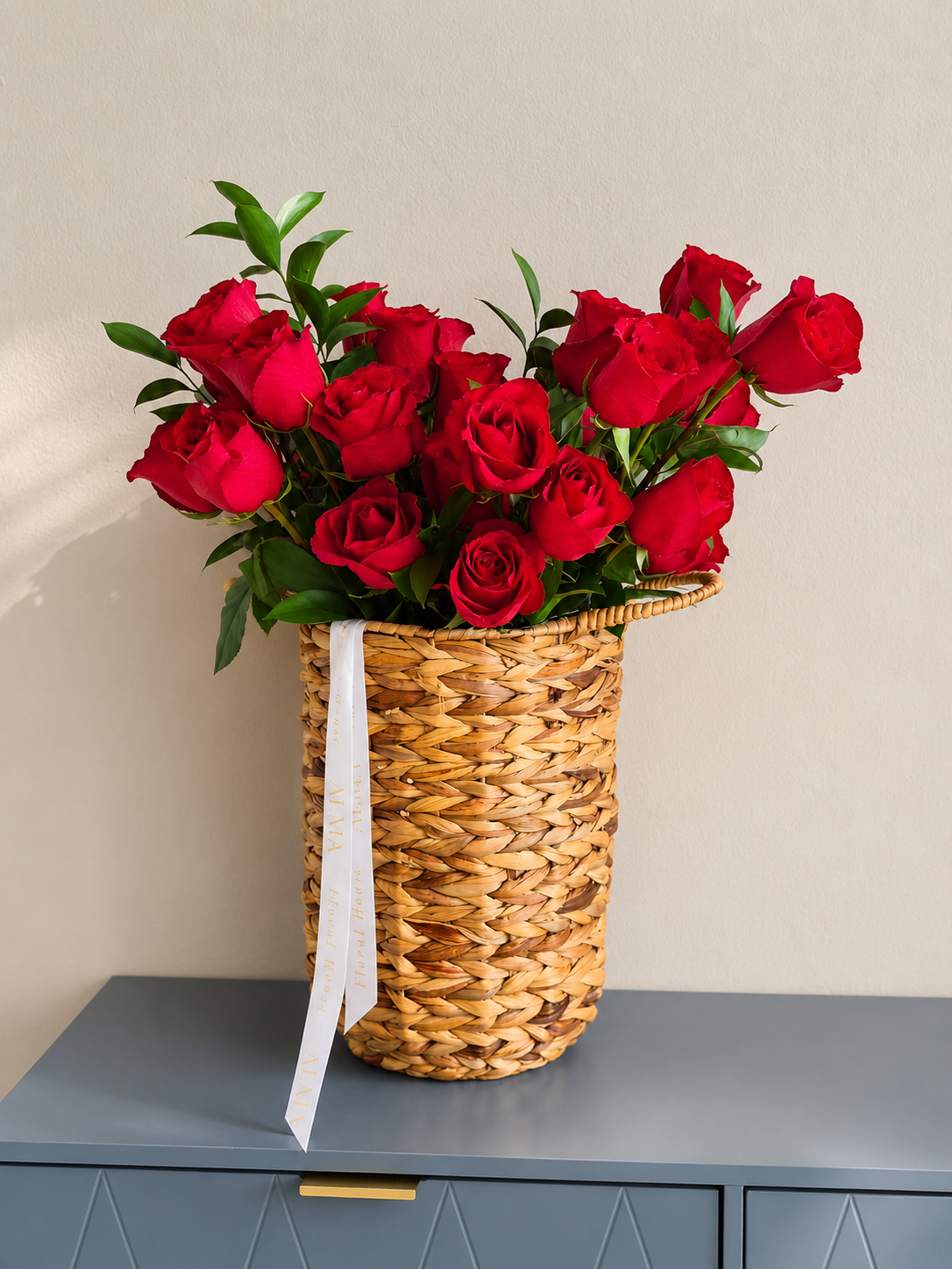 Classic Red Rose Basket