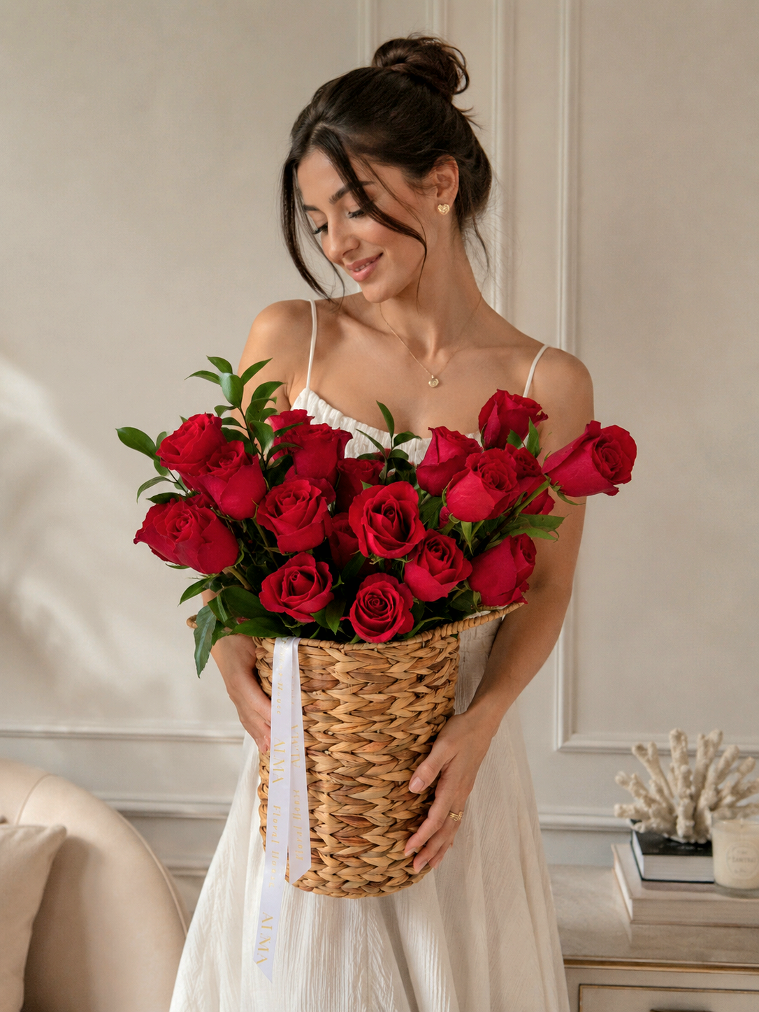 Classic Red Rose Basket